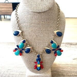 Vintage Colorful Blue Red Gold Necklace